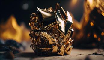 Gold foil sparkles background. photo