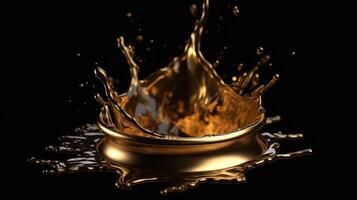 Dynamic Splash of Gold Fluid. photo