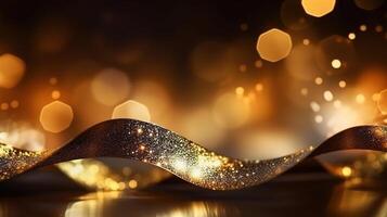 Black and Gold Bokeh Shiny Abstract Background. photo