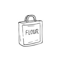 Sack with wheat flour isolated on white background. Vector illustration