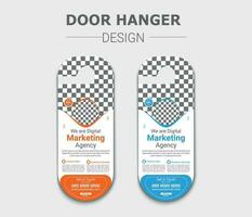 Corporate business agency door hanger template design vector