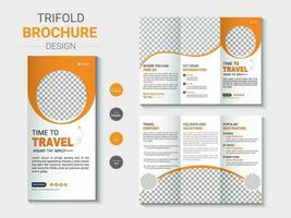 Creative travel and tourism trifold brochure template design vector