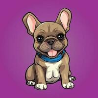 Cute brown female french bulldog pet cartoon vector