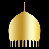 Beautiful Islamic Dome in Golden Gradient Masjid Palace Mosque Holy Place Monument Worship vector