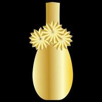 Golden Vase with Flowers in Gradient Style Ornamental Decorative vector