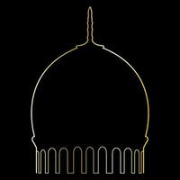 Beautiful Islamic Dome in Golden Gradient Masjid Palace Mosque Holy Place Monument Worship vector