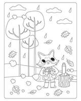 otoño colorante paginas para niños vector