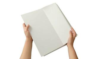 Photography of Human Hand Holding Blank White Bi-Fold Paper. photo