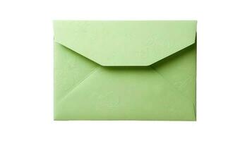 Realistic Embossed Floral Envelope Element in Pastel Green Color. photo