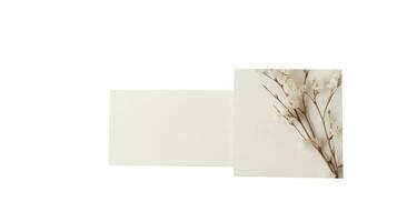 Realistic Blank Paper Cards with Decorative Floral Branch. photo