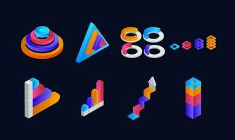 3D Collection of Different Shapes Infographic Element. vector