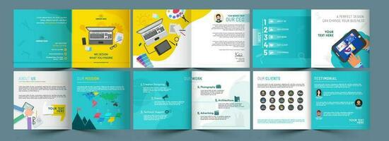 Set of Promotional Bi-Fold Brochure, Template or Annual Report for Business Management and Experience Concept. vector