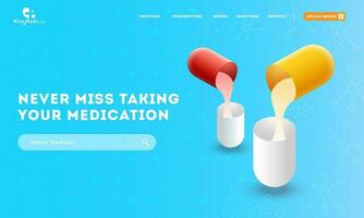 Responsive Web Banner or Landing Page Design with Given Message Never Miss Taking Your Medicine for Medical Concept. vector