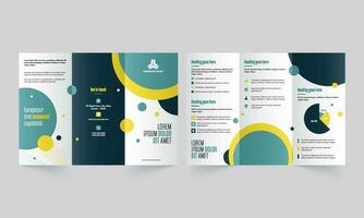 Business Tri-Fold Brochure, Template or Leaflet Design in Front and Back Page View. vector