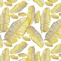 Seamless pattern banana gold leaves on white background vector