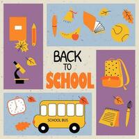 Back to school web banner, doodle in retro stile, vector illustration.