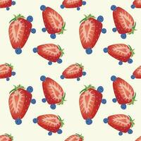 red strawberry blueberry seamless pattern. Texture for fabric, wrapping, wallpaper. Decorative print. vector