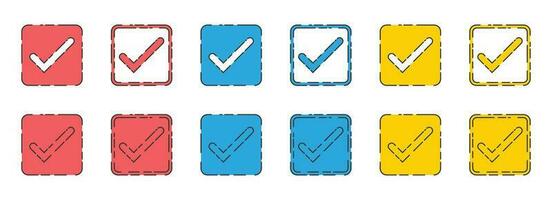 Approved check mark icon in flat style vector collection