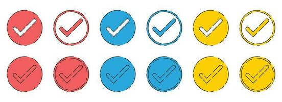 Approved check mark icon in flat style vector collection