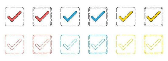 Approved check mark icon in flat style vector collection