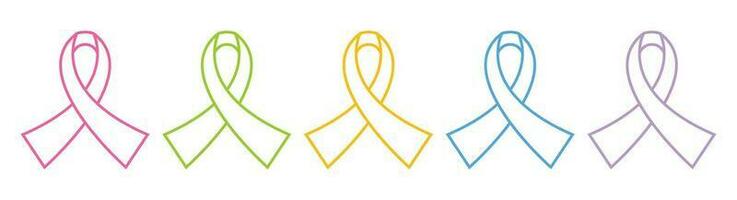 Awareness ribbon cross. Set of breast cancer symbol. Vector illustration in flat design