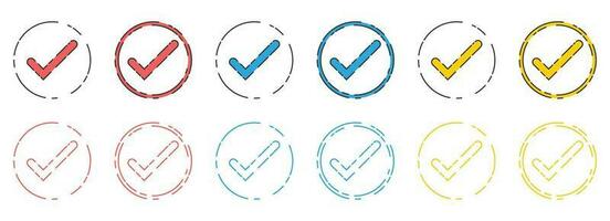 Approved check mark icon in flat style vector collection