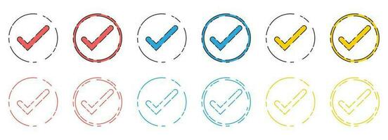 Approved check mark icon in flat style vector collection