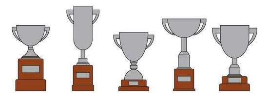 Award trophy goblet. Silver cup in flat design. Vector illustration