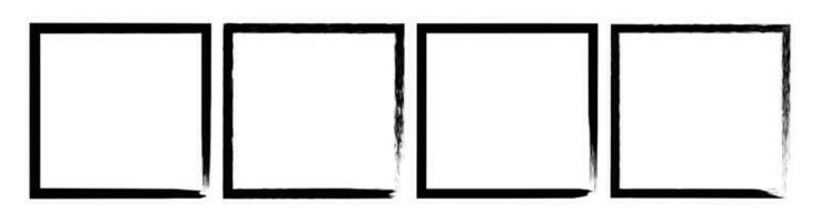 Black grunge square brush. Rectangular frame. Vector set