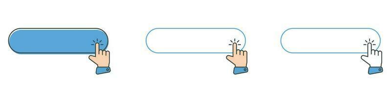 Click cursor icon with click here button vector set. Action button with mouse click