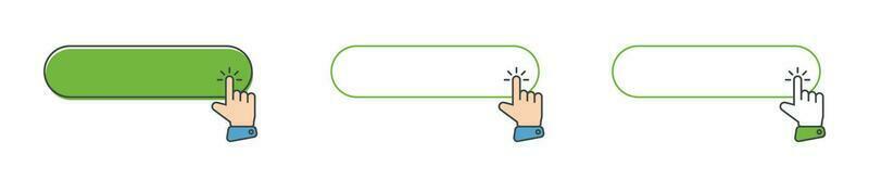 Click cursor icon with click here button vector set. Action button with mouse click