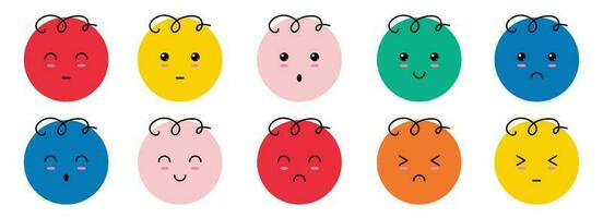 Emoticons with various emotions. Emoji in cartoon style. Vector illustration isolated on white