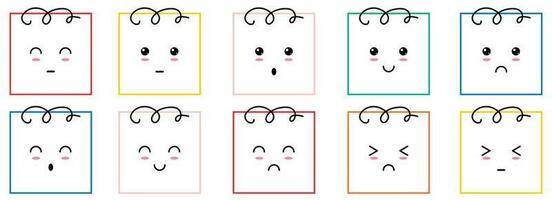 emoticones con varios emociones emoji en dibujos animados estilo. vector ilustración aislado en blanco