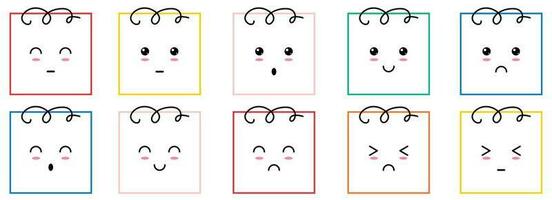 Emoticons with various emotions. Emoji in cartoon style. Vector illustration isolated on white