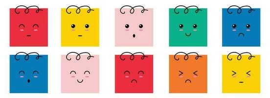 Emoticons with various emotions. Emoji in cartoon style. Vector illustration isolated on white