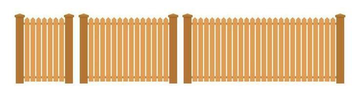 Wooden fence in flat style vector illustration isolated on white