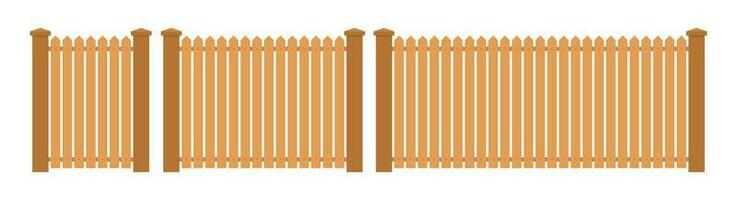 Wooden fence in flat style vector illustration isolated on white