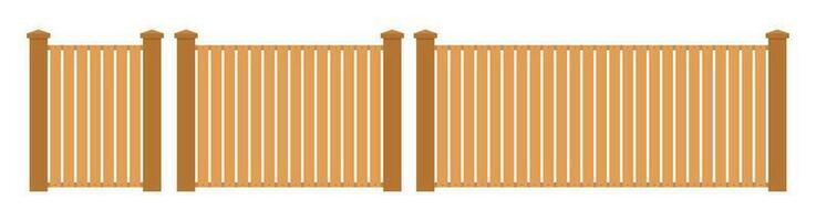 Wooden fence in flat style vector illustration isolated on white