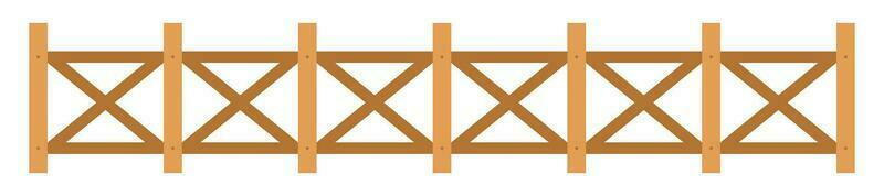 Wooden fence in flat style vector illustration isolated on white