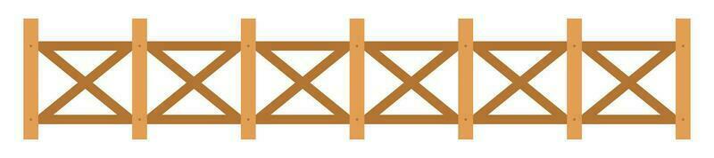 Wooden fence in flat style vector illustration isolated on white