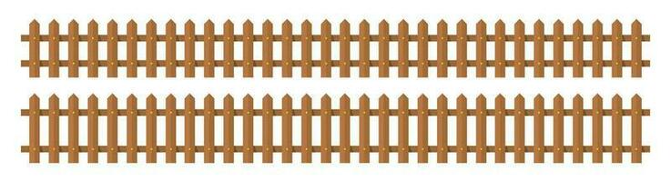 Wooden fence in flat style vector illustration isolated on white