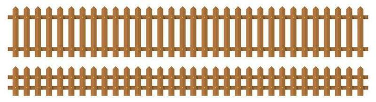 Wooden fence in flat style vector illustration isolated on white