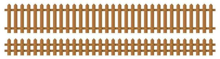 Wooden fence in flat style vector illustration isolated on white