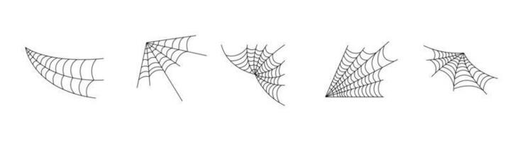 mano dibujado araña web icono conjunto aislado en blanco. negro Víspera de Todos los Santos telaraña vector ilustración
