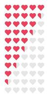 Heart rating icon set. Customer review. Vector illustration in flat style