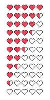 Heart rating icon set. Pixel heart customer review. Vector illustration in flat style