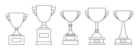 Line trophy cup collection. Championship prize element for games and app vector
