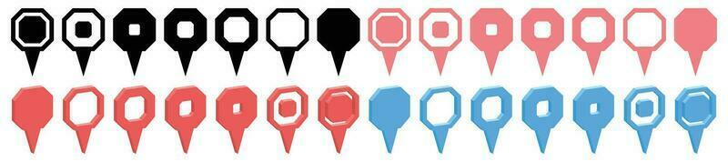 Location pointer pin icon vector set. GPS location pin