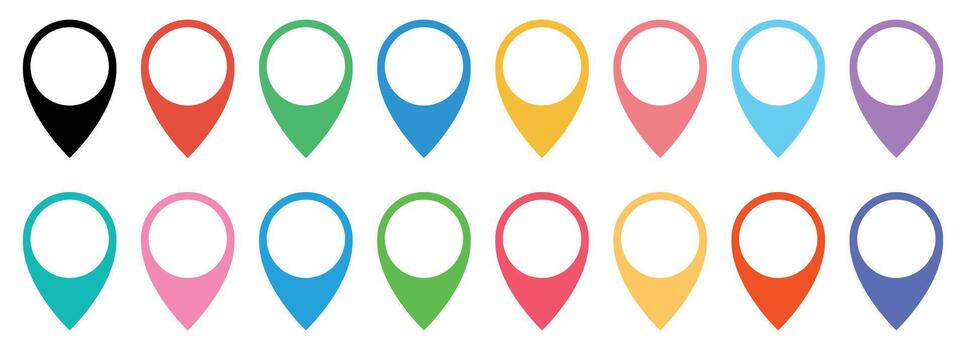 Location pointer pin icon vector set. GPS location pin