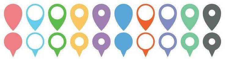 Location pointer pin icon vector set. GPS location pin